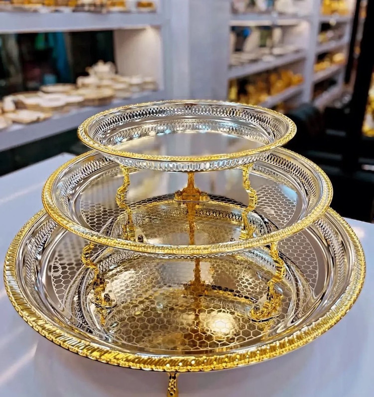 سینی های ۳ تایی طلایی وارداتی